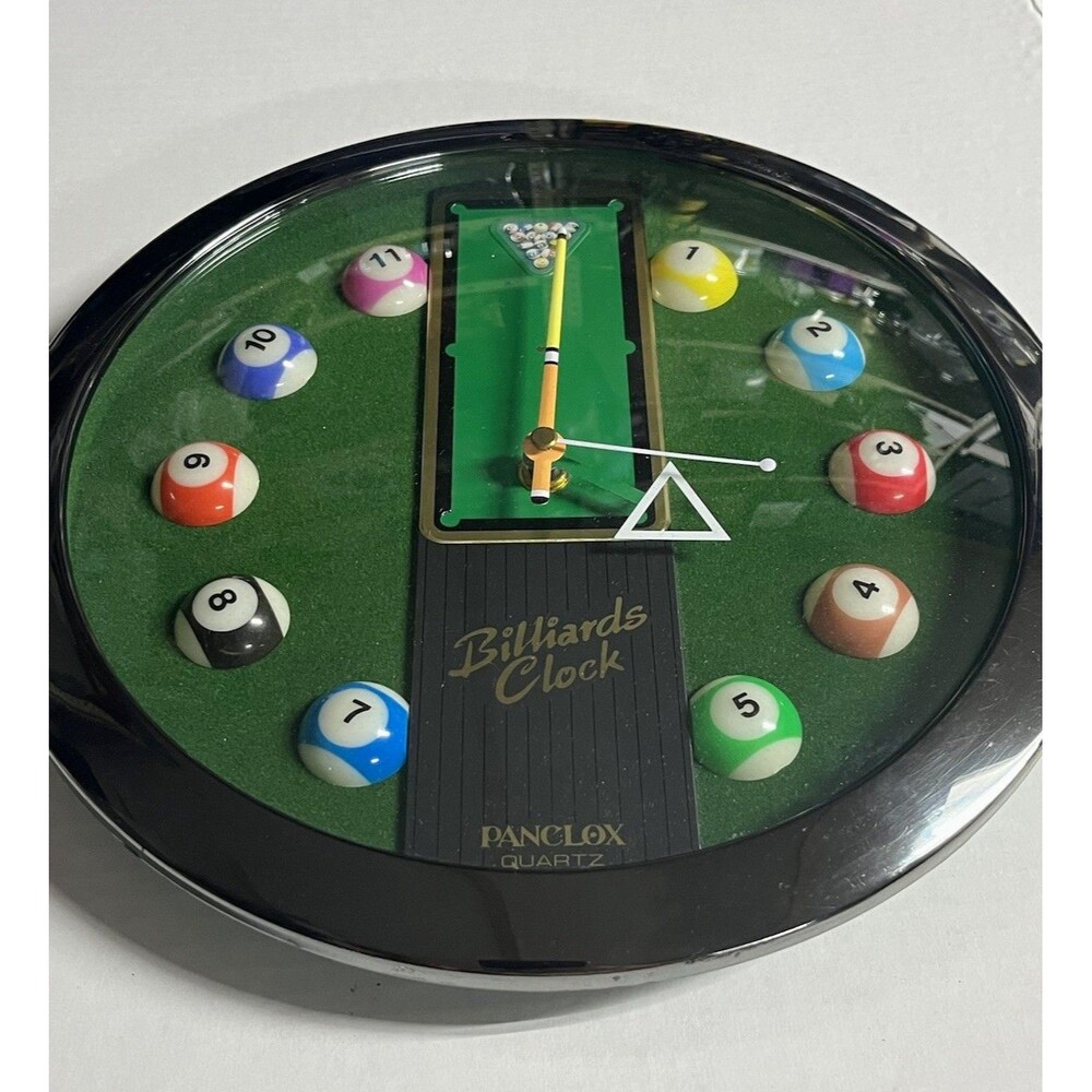 Panclox DR-2000 Quartz Analog Billiards Pool Ball Round Hanging Wall Clock WORKS